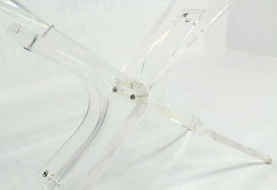 EstablishedLines Lucite X Shape Base Glass Top Mid Century Modern Console Sofa Table MINT!