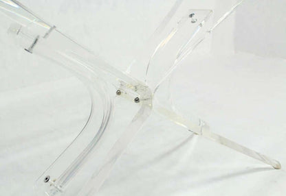 EstablishedLines Lucite X Shape Base Glass Top Mid Century Modern Console Sofa Table MINT!