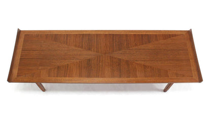 EstablishedLines Danish Modern Long Rectangle Walnut Coffee Table Rolled Ends MINT!