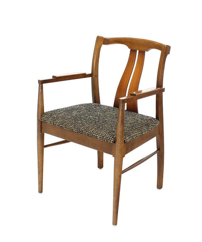 Six Mid-Century Modern Medium Light Walnut Dining Chairs New Upholstery MINT