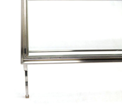 EstablishedLines Chrome Brass U Shape Base Glass Top Long Rectangle Console Sofa Table MINT!