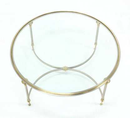 EstablishedLines Mid Century Italian Modern Round Glass Top Brass Chrome/Pewter Coffee Table MINT
