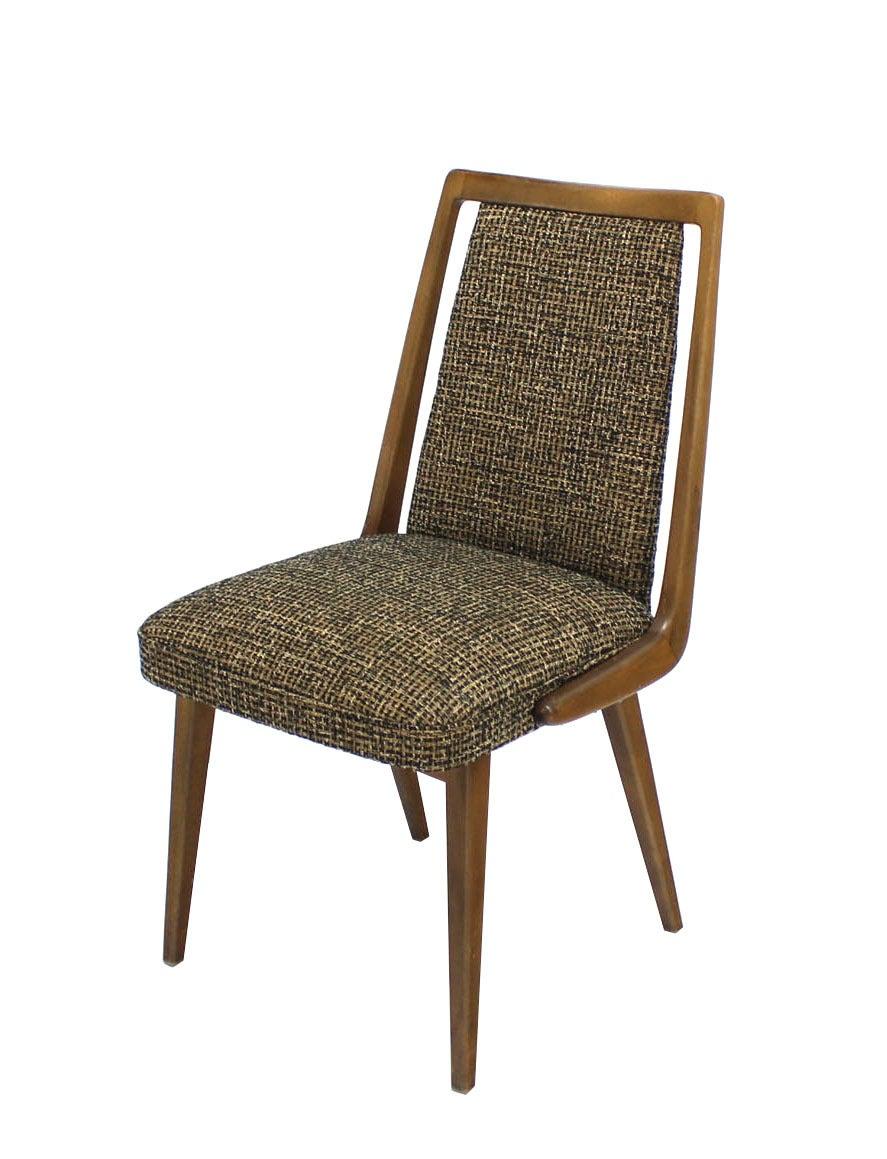 EstablishedLines Set of Four Mid-Century Modern Blond Wood Side Dining Chairs New Upholstery MINT