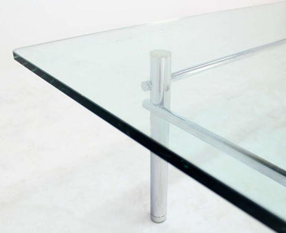 EstablishedLines Solid Chrome Base Heavy Steel Bars  Square Glass Top Coffee Center Table MINT!