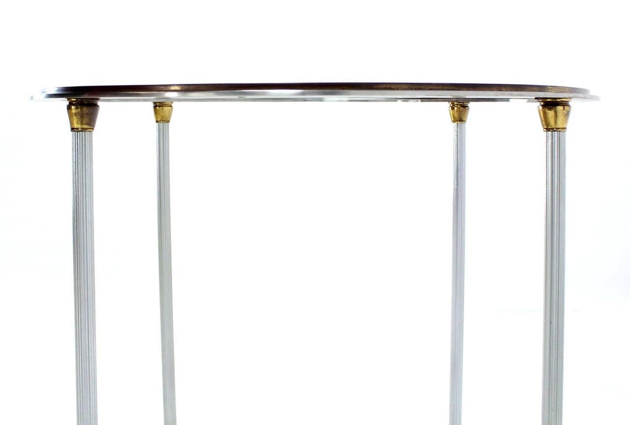 Mid Century Modern Brass & Chrome Gueridon Round Side End Lamp Table Stand MINT!