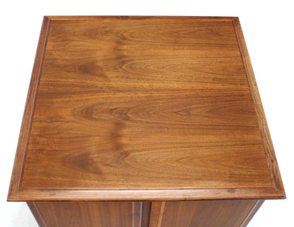 EstablishedLines Mid Century Modern Double Door Cabinet Cube Shape Walnut End Side Lamp Table