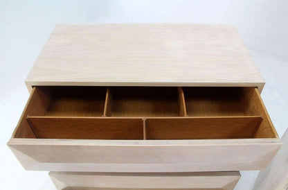 Pair Solid Mahogany Raised Front Mid Century Modern Bleached Bachelor Chest MINT