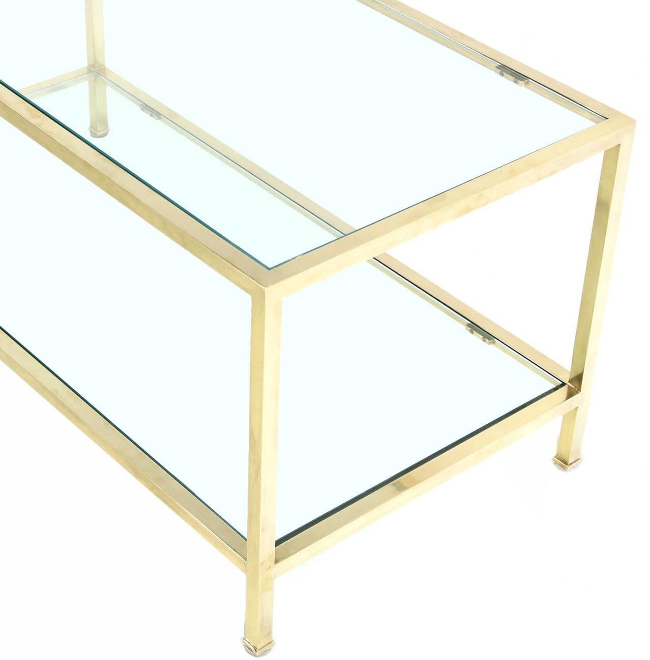 EstablishedLines Mid Century Modern Solid Polished Brass  Square Tube Rectangular Coffee Table