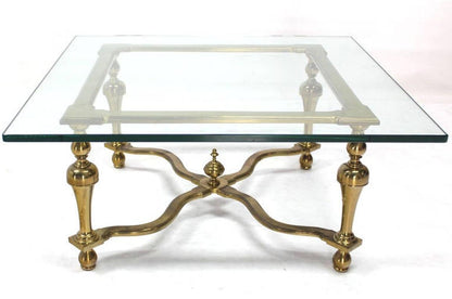Hollywood Regency Mid Century Modern Jansen Style Square Glass Top Coffee Table