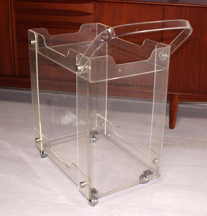 EstablishedLines Bent Lucite Studio Crafted Mid-Century Modern Tea Bar Cart on Wheels MINT!