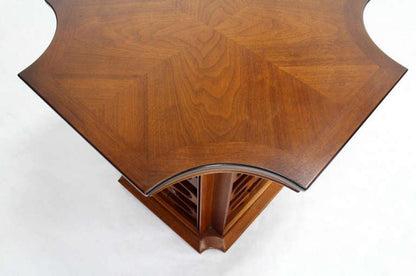 EstablishedLines Occasional Side Table Finely Carved Solid Walnut Base Figural Top Mid Century
