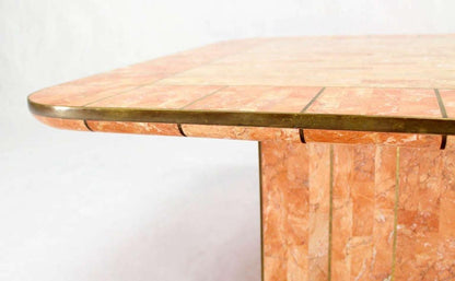 EstablishedLines Maitland Smith Tessellated Stone Brass Mid Century Modern Rectangle Coffee Table