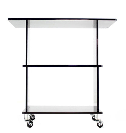 EstablishedLines Smoked Lucite Rolling 3 Level Tier Cart Serving Side End  Table Stand on Wheels