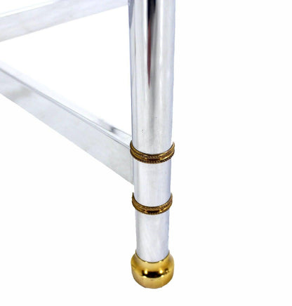 EstablishedLines Pair Mid Century Modern Square Chrome  X Base End  Side Coffee Tables Stands