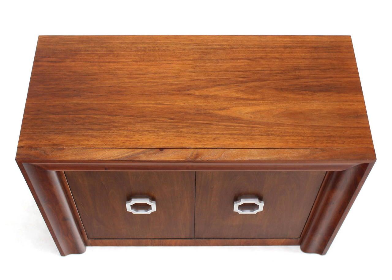 Art Deco Mid Century Modern Double Door Large Hardware Walnut  Server Cabinet