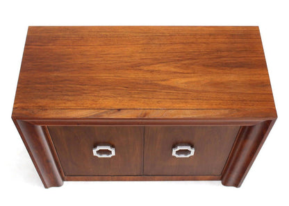 Art Deco Mid Century Modern Double Door Large Hardware Walnut  Server Cabinet