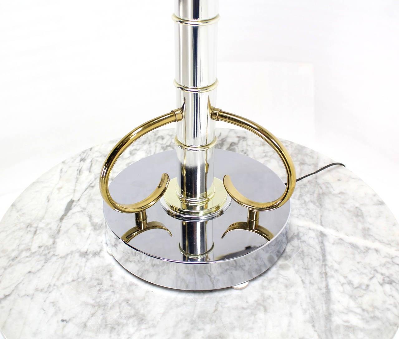 EstablishedLines Faux Bamboo 43" Tall Oversized Chrome and Brass Table Lamp MINT!