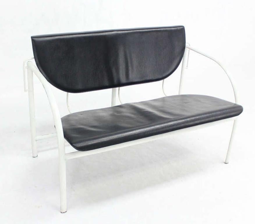 EstablishedLines Stendig Mid-Century Modern Leather and Steel Frame Loveseat Vintage Classic