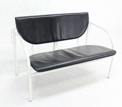 EstablishedLines Stendig Mid-Century Modern Leather and Steel Frame Loveseat Vintage Classic