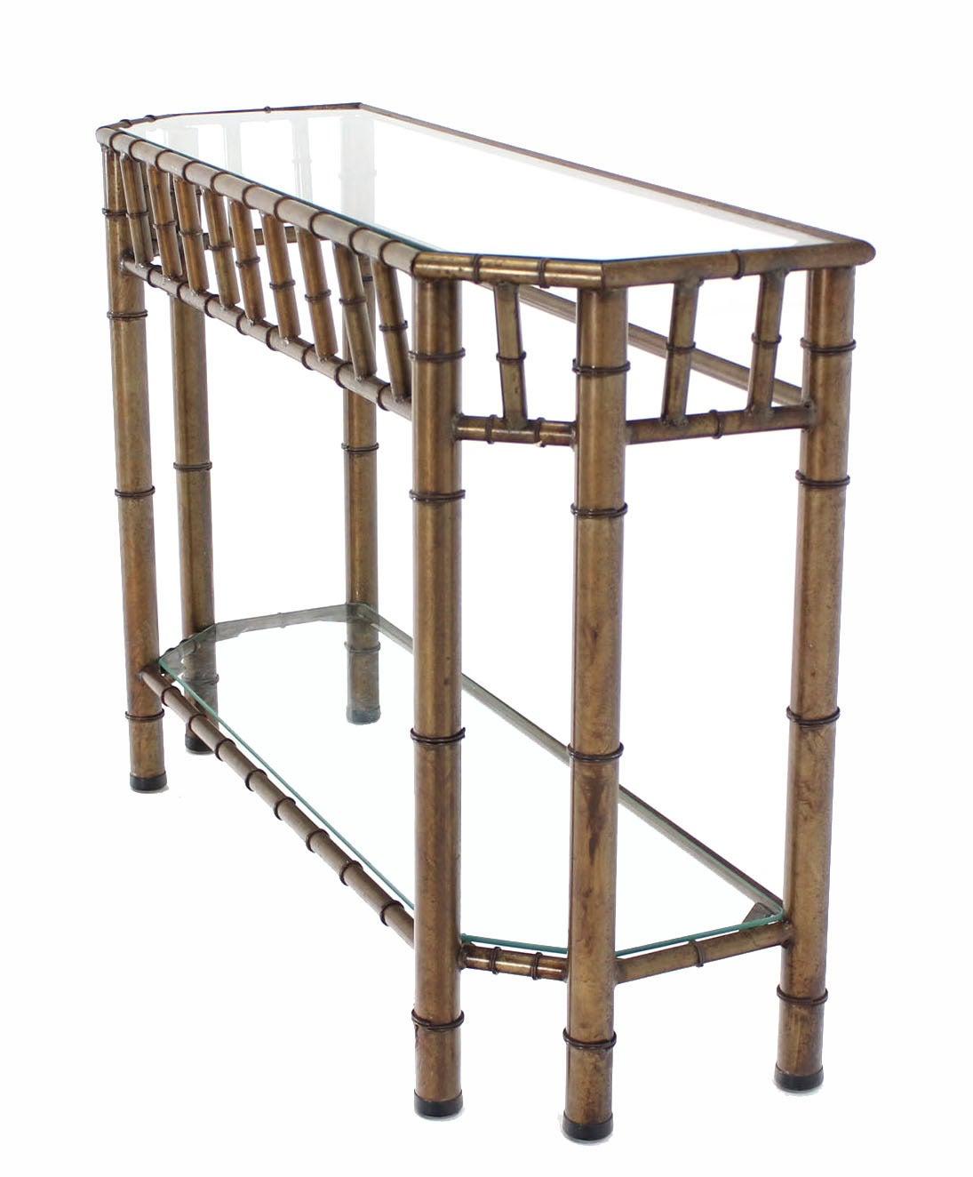 Metal Faux Bamboo Two Tier Bottom Shelf Medium Size Console Sofa Table Mint!