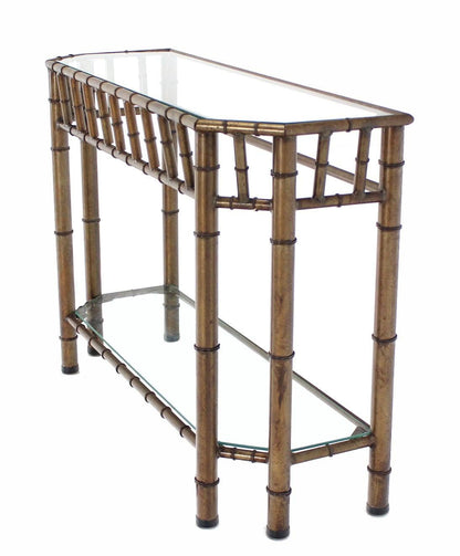 Metal Faux Bamboo Two Tier Bottom Shelf Medium Size Console Sofa Table Mint!