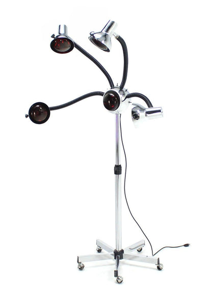 EstablishedLines Chrome Wheel Base Mid-Century Modern Adjustable Four-Arm Lamp Heat Lamps