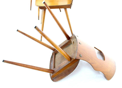 Set of Three Mid Century Swedish Modern Molded Birch Plywood Chairs Dowels Legs