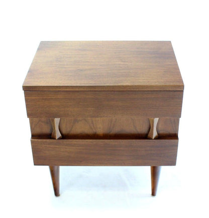 Danish Mid Century Modern Two Drawers Walnut End Side Table Night Stand MINT!