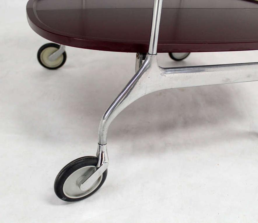 EstablishedLines Mid-Century Modern Folding Stow Away Serving Cart Table on Wheels by Cartel MINT