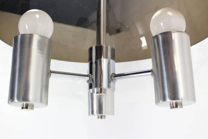 EstablishedLines Smoked Lucite Dome Shape Shade Chrome Mid Century Modern 3 Bulb  Light Fixture