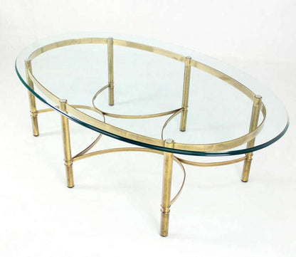 EstablishedLines Brass 6 Legged Base Glass Oval Top Mid-Century Modern Coffee Table MINT!