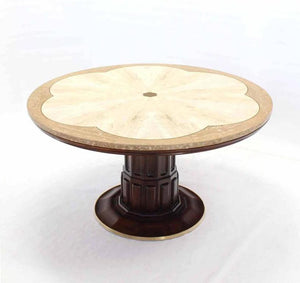Brass Inlay Marble Decorative Marble Top Round Game or Center Table