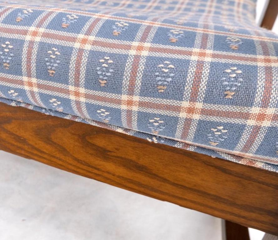 Danish Mid-Century Modern Wool Upholstery Tall Back Rocking Lounge Chair