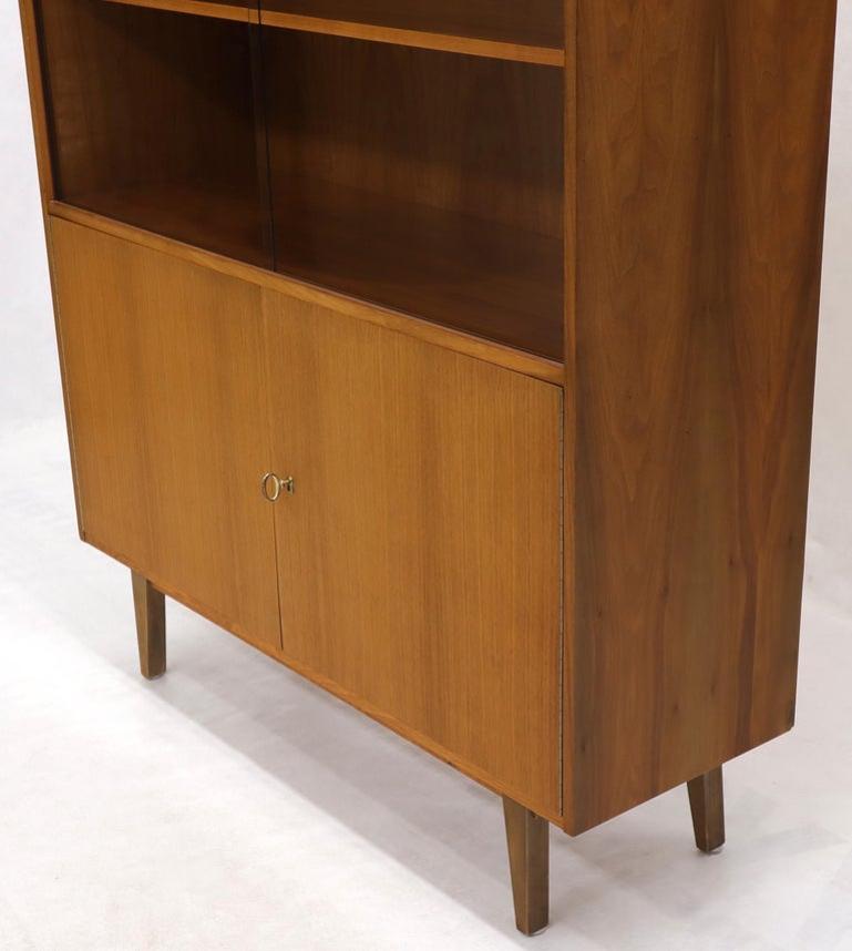 Danish teak Mid-Century Modern Bookcase Cabinet Credenza Hutch Two Glass Doors