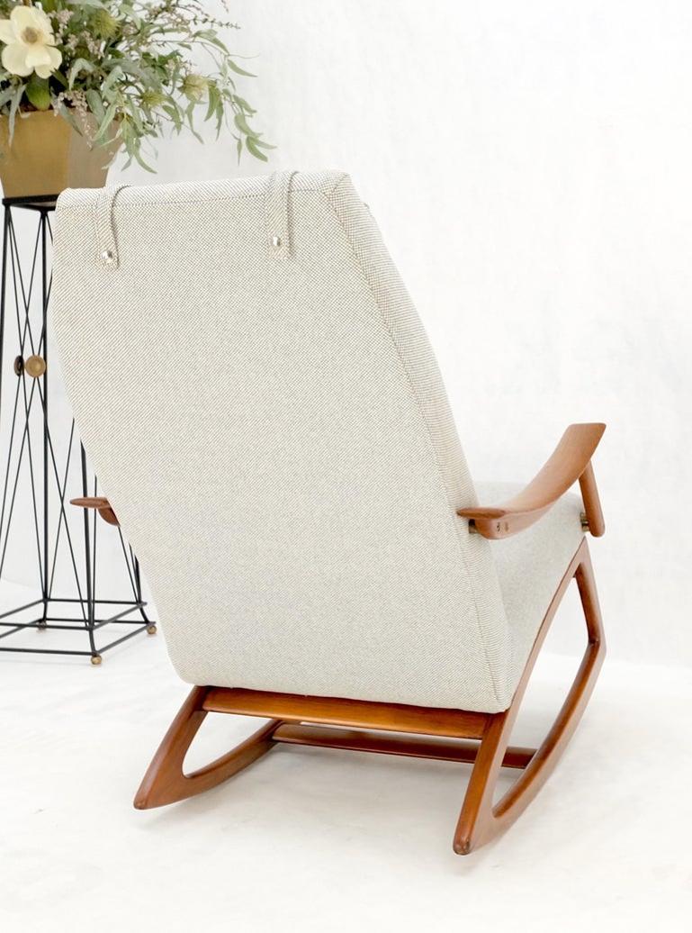 New Wool Upholstery Danish Mid-Century Modern Rocking Lounge Arm Chair Mint!