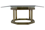 Octagonal Brass Base and Glass Top Coffee Table