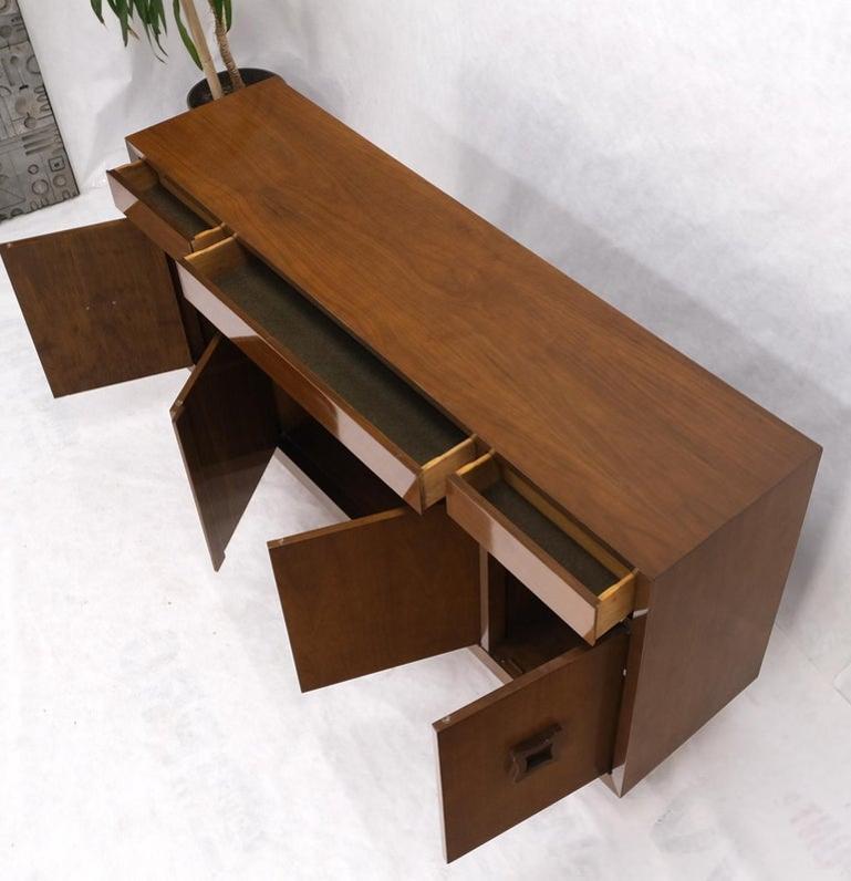 Mid Century V Shape Leg 4 Doors Compartments 3 Drawer Credenza Buffet Cabinet