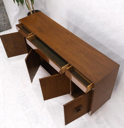 Mid Century V Shape Leg 4 Doors Compartments 3 Drawer Credenza Buffet Cabinet