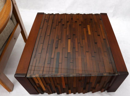 Pair of Percival Lafer Coffee Table Brazilian Rosewood Exotic Wood Mosaic