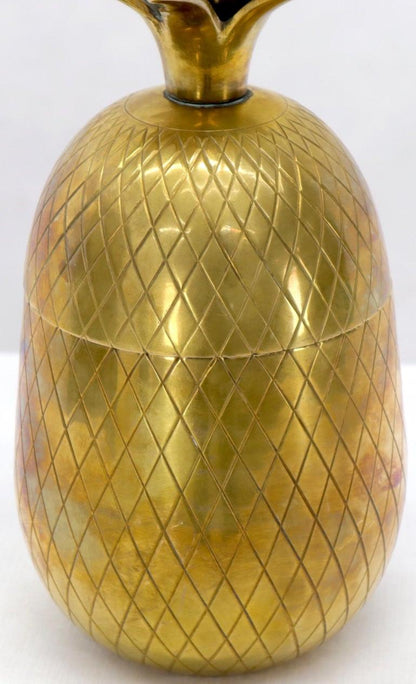 Gold Tone Solid Brass Pineapple Shape Jar with Lid