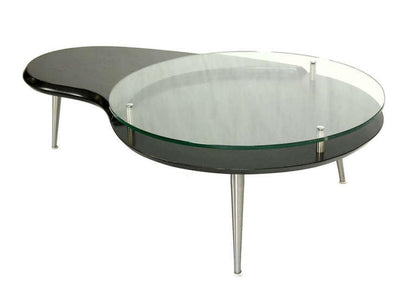 Mid-Century Modern, Organic Kidney Shape, Elevated Glass-Top Coffee Table