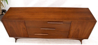 Sculptural Legs Long 9 Drawers Walnut Credenza Dresser with Doors