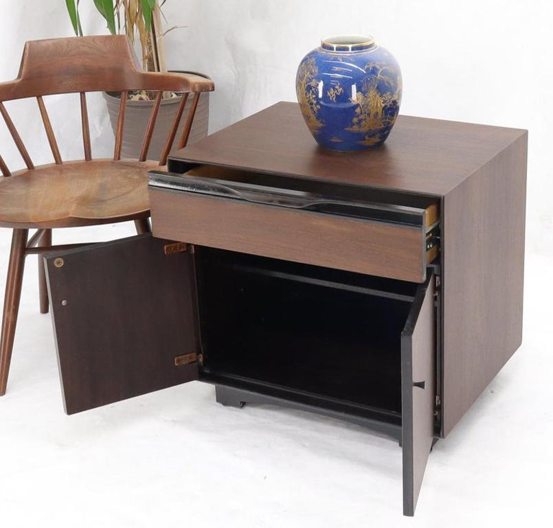 John Stuart Walnut One Drawer Two Doors Compartment End Table Nightstand