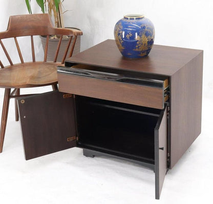 John Stuart Walnut One Drawer Two Doors Compartment End Table Nightstand
