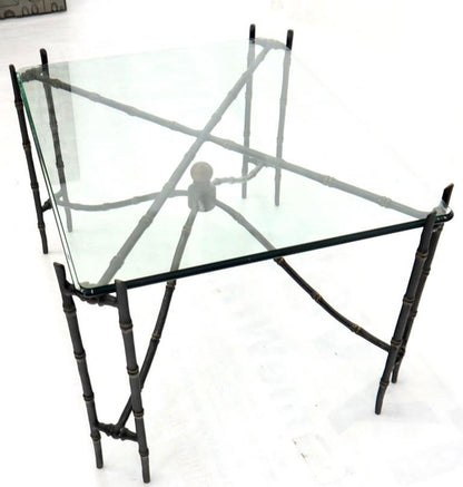 Bronze Faux Bamboo Glass Top Rectangular Coffee Table