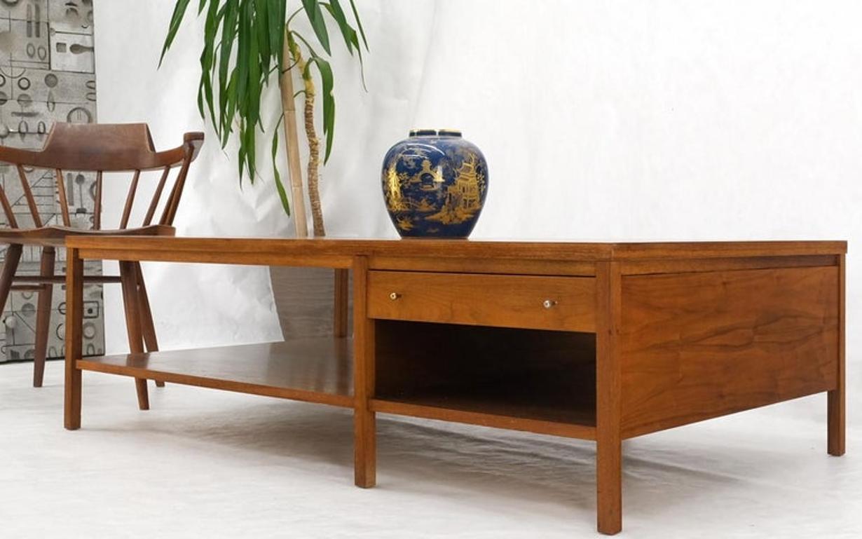 Large Rectangle Walnut One Drawer Paul McCobb Coffee Table for Calvin 1960s Mint