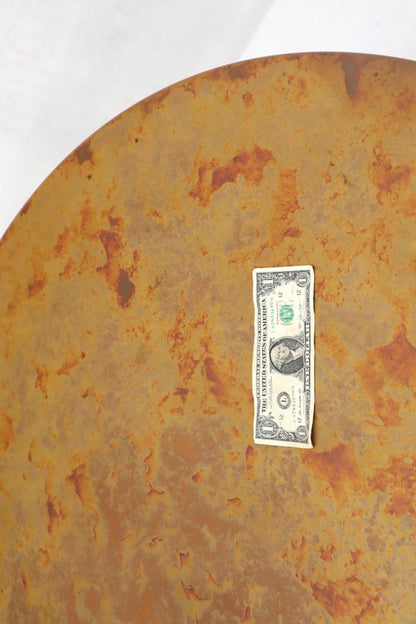 Round Copper Top Black Metal Base Dining Table