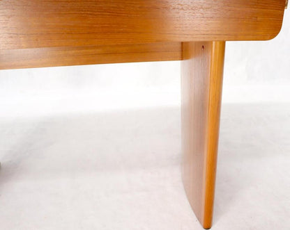 Concave Shape Base Legs Self Storing Leaves Danish Teak Dining Table