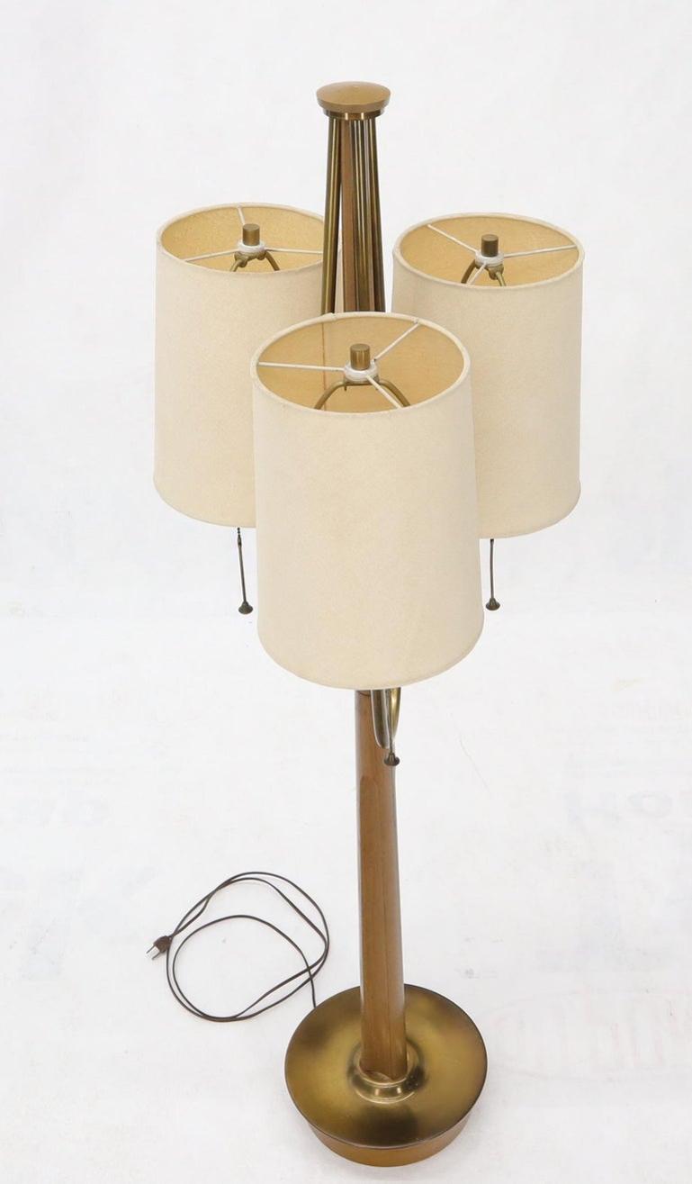 Large Mid-Century Modern Three arms Table or Floor Lamp with Cylinder Shades