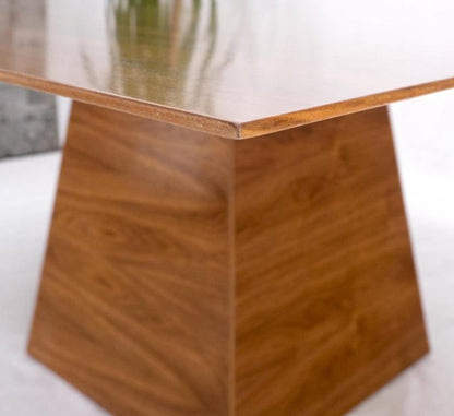 Large Modern Studio Square Walnut Pyramid Shape Base Dining Conference Table